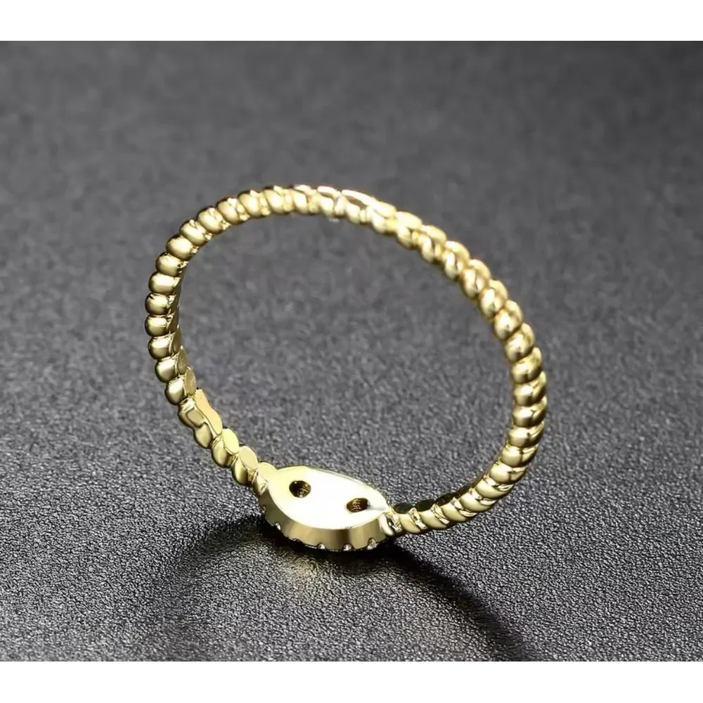 Bespoke Luxury 14k‎ Oval-Cut Diamond Simulate Gold Ring - Size 5